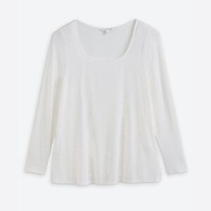 41‎ Hawthorn Garcelle Soft Square Fitted Rib Knit Top White M NWOT